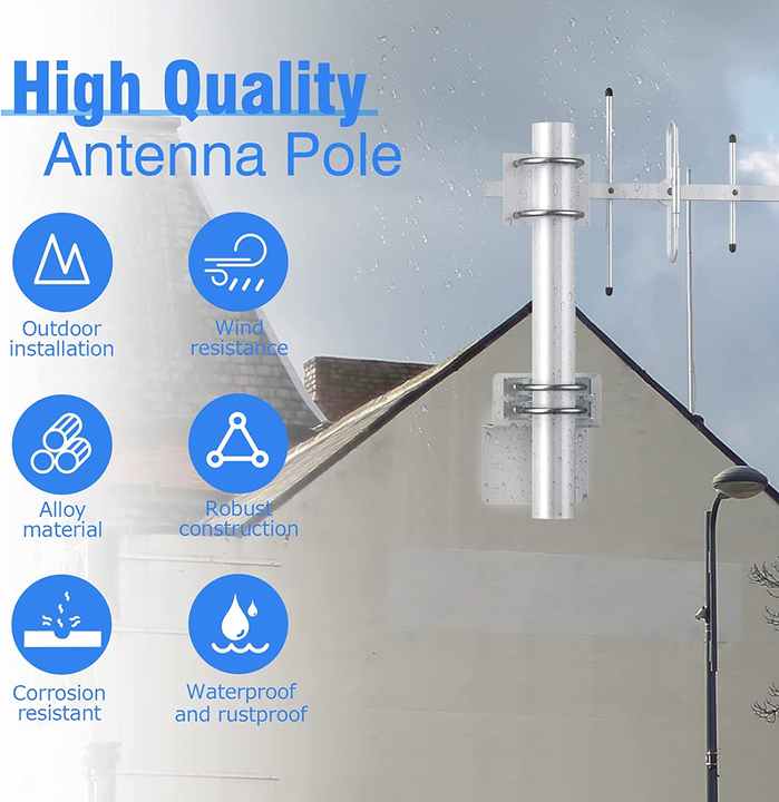 Kit de suporte de montagem para instalação de antena de aço inoxidável DYMACHINE com parafusos em U duplos 