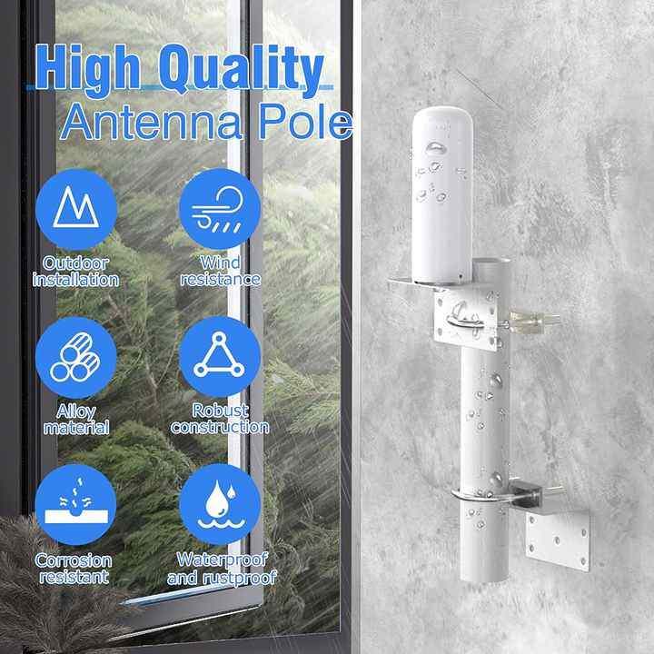 Suporte de montagem de antena de aço DYMACHINE Suporte de antena universal preto prateado com parafusos em U duplos 