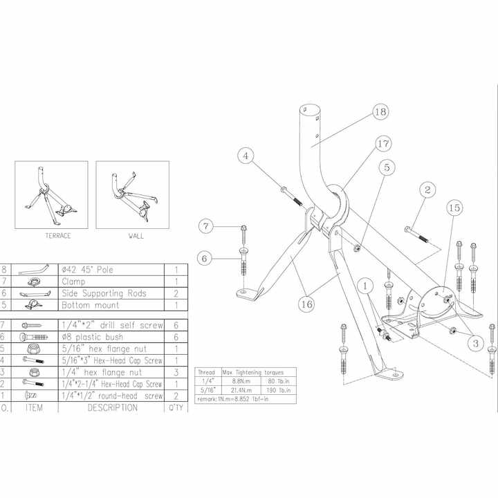 Suporte de tripé para montagem de antena DYMACHINE Cabos de poste de TV Antena parabólica resistente