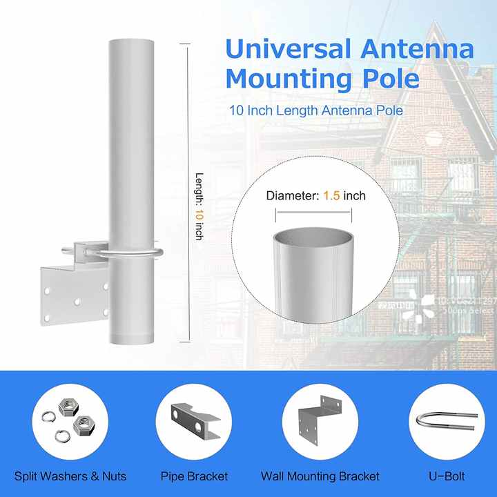 Suporte de montagem de antena de aço DYMACHINE Suporte de antena universal preto prateado com parafusos em U duplos 